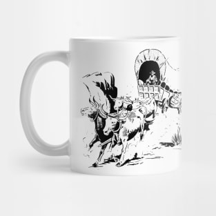 Oxen With Big Horns Western Cowboy Retro Comic Mug